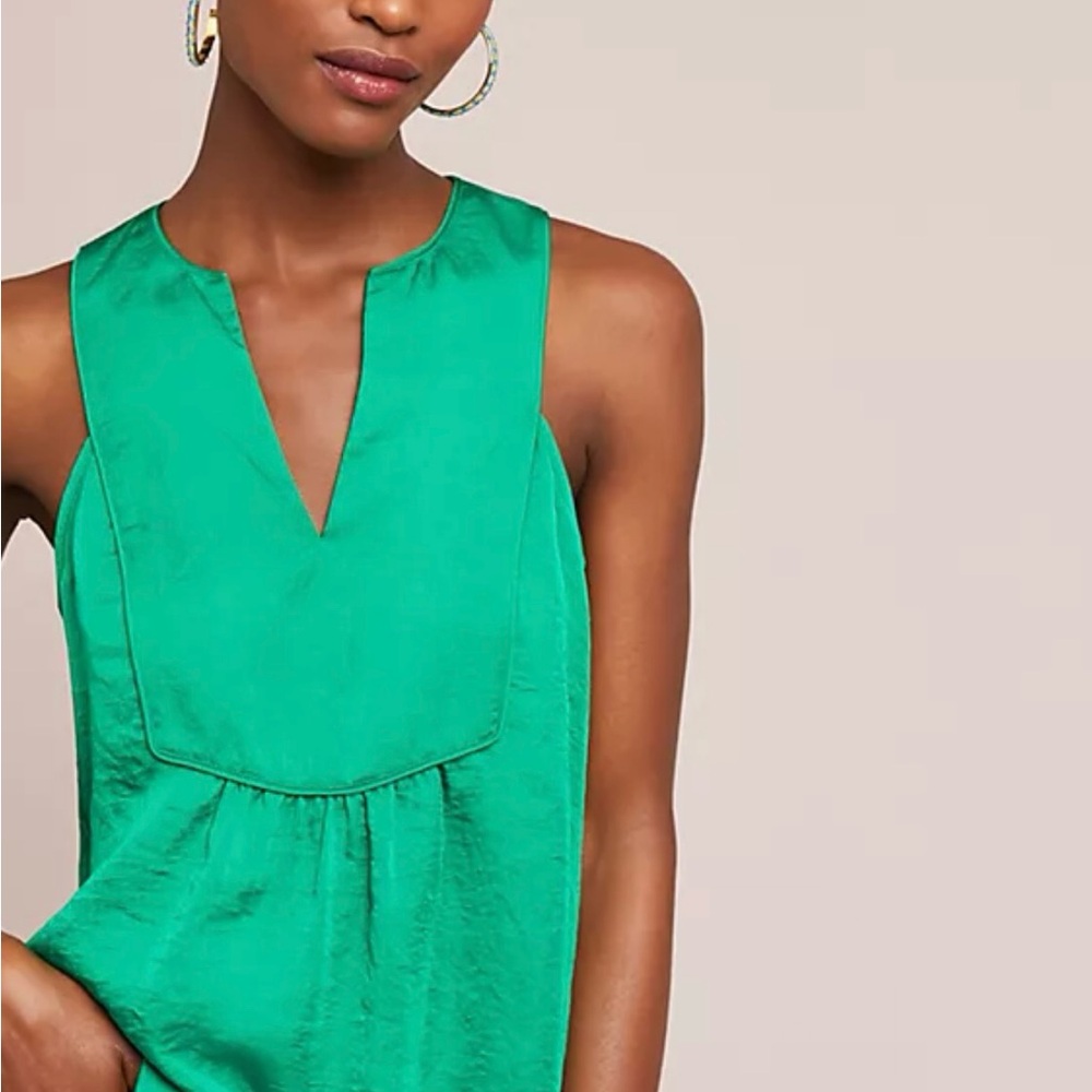 Anthropologie, Maeve Emerald Sleeveless Blouse